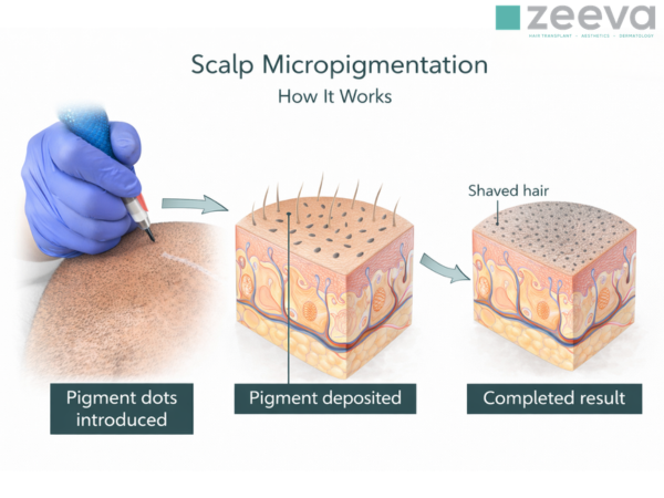 Scalp Micropigmentation process illustration